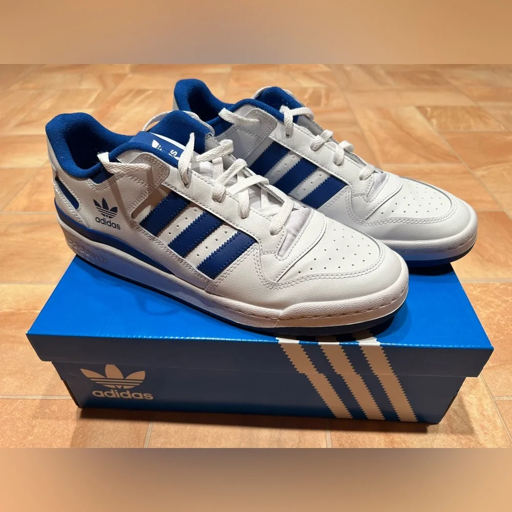 Adidas Men’s Casual White & Blue Forum Low CL Sneaker Shoes
